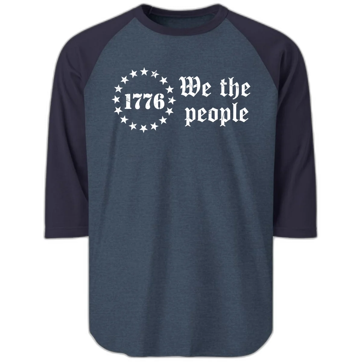 We The People Est 1776 Raglan 3/4 in Heather Denim Navy