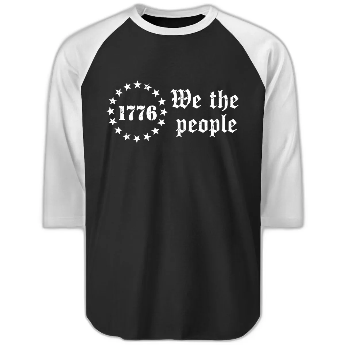 We The People Est 1776 250 Years Celebration Raglan 3/4 in Black White
