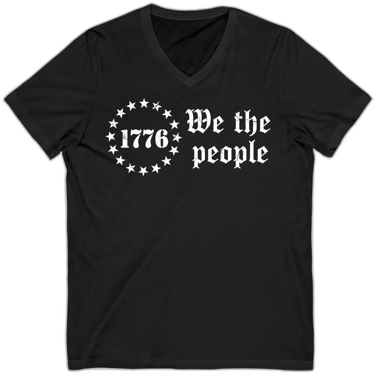 We The People Est 1776 V-Neck in Black