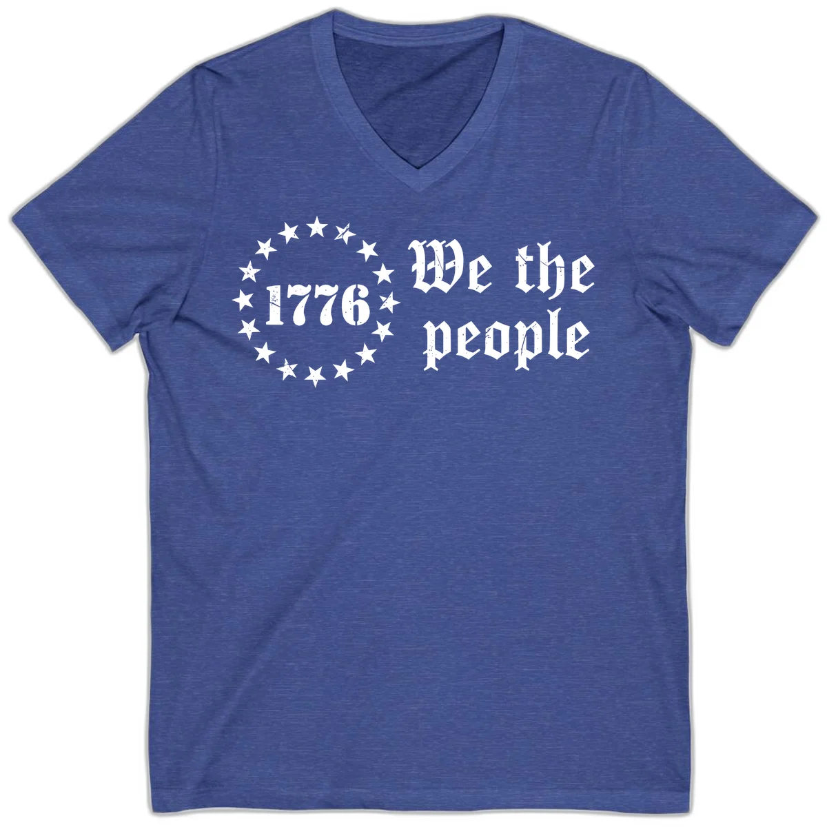 We The People Est 1776 V-Neck in Heather True Royal