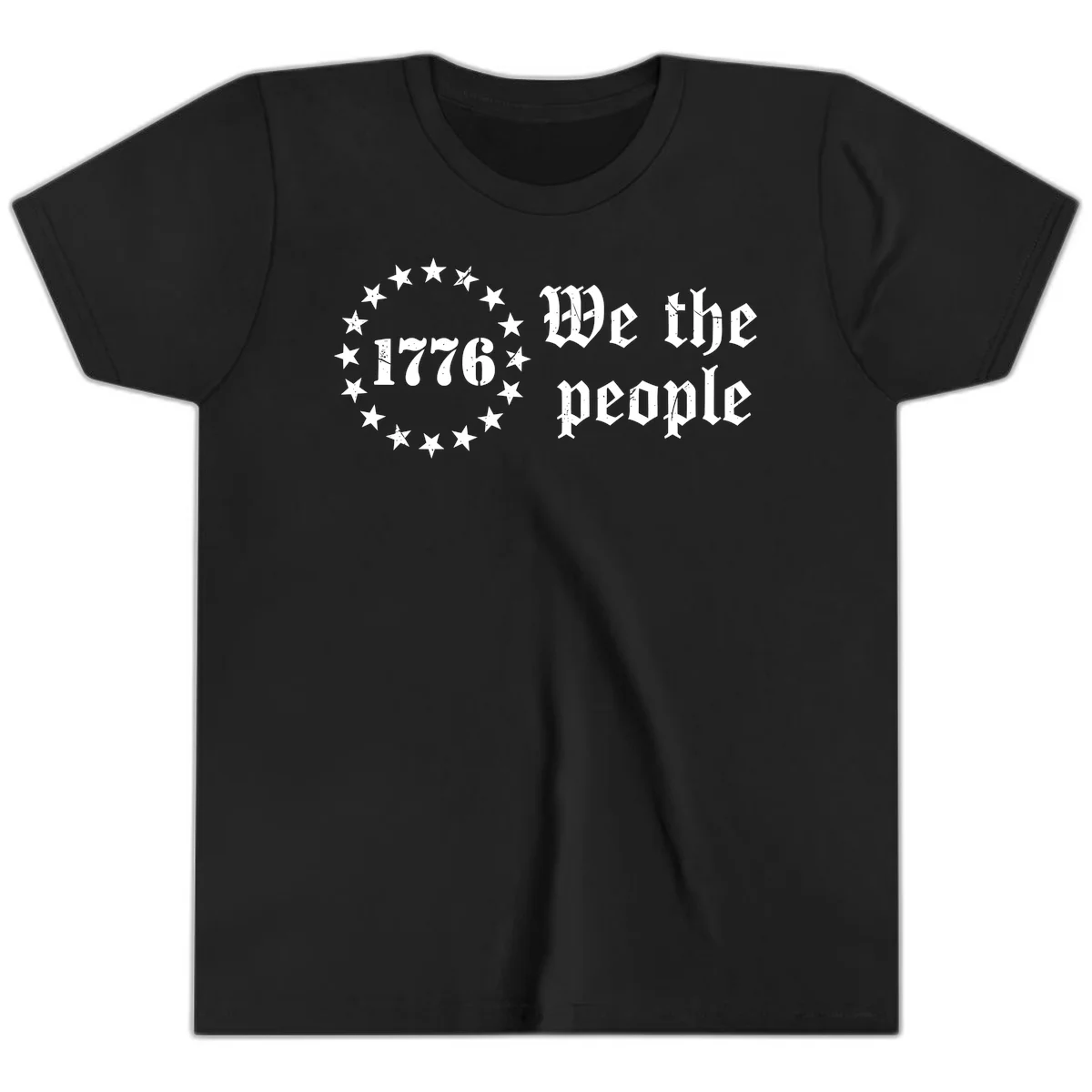 We The People Est 1776 Youth Tee in Black