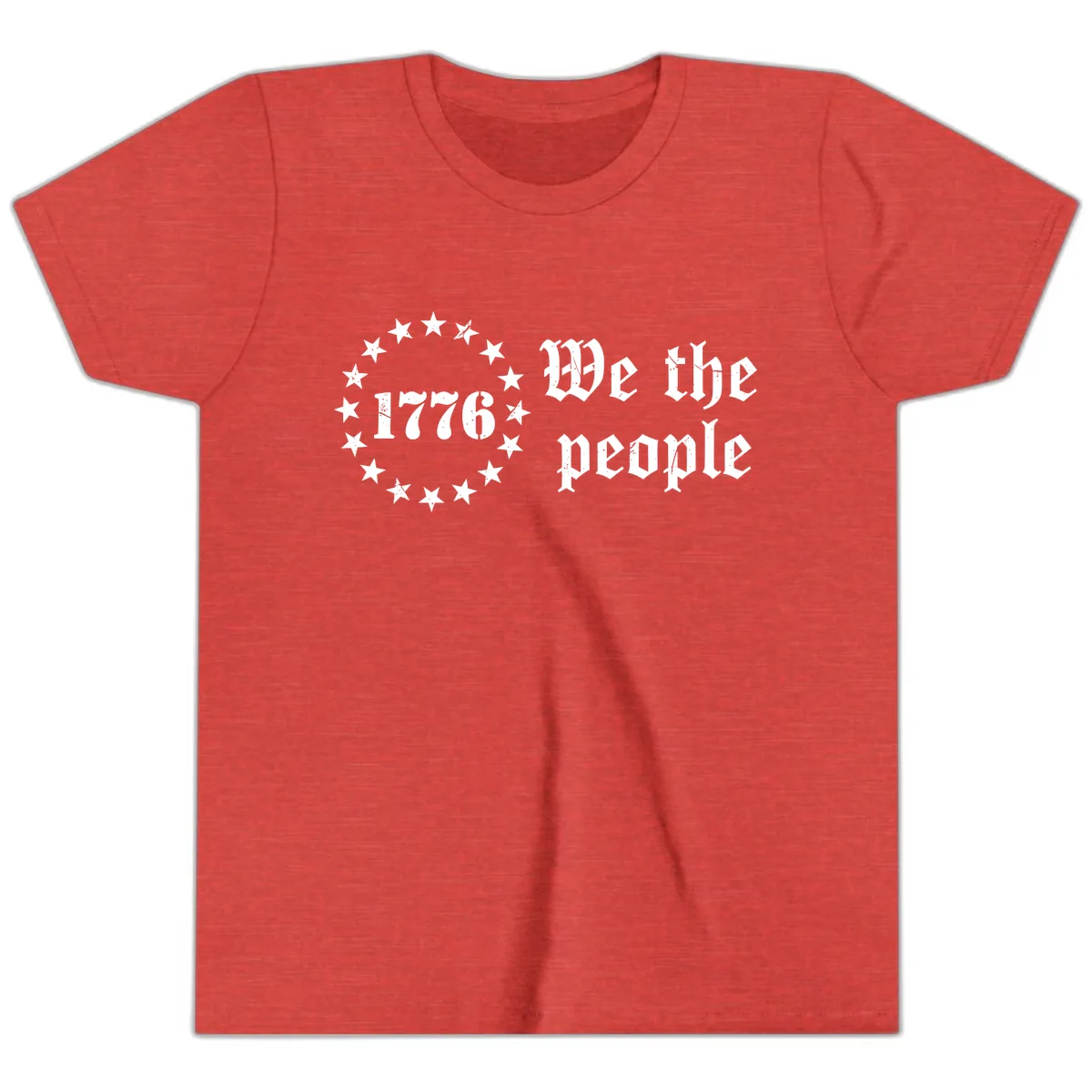 We The People Est 1776 250 Years Celebration Youth T-Shirt in Heather Red