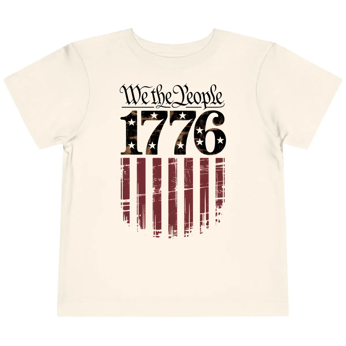 We The People 1776 Distressed Flag Design Toddler T-Shirt in Natural