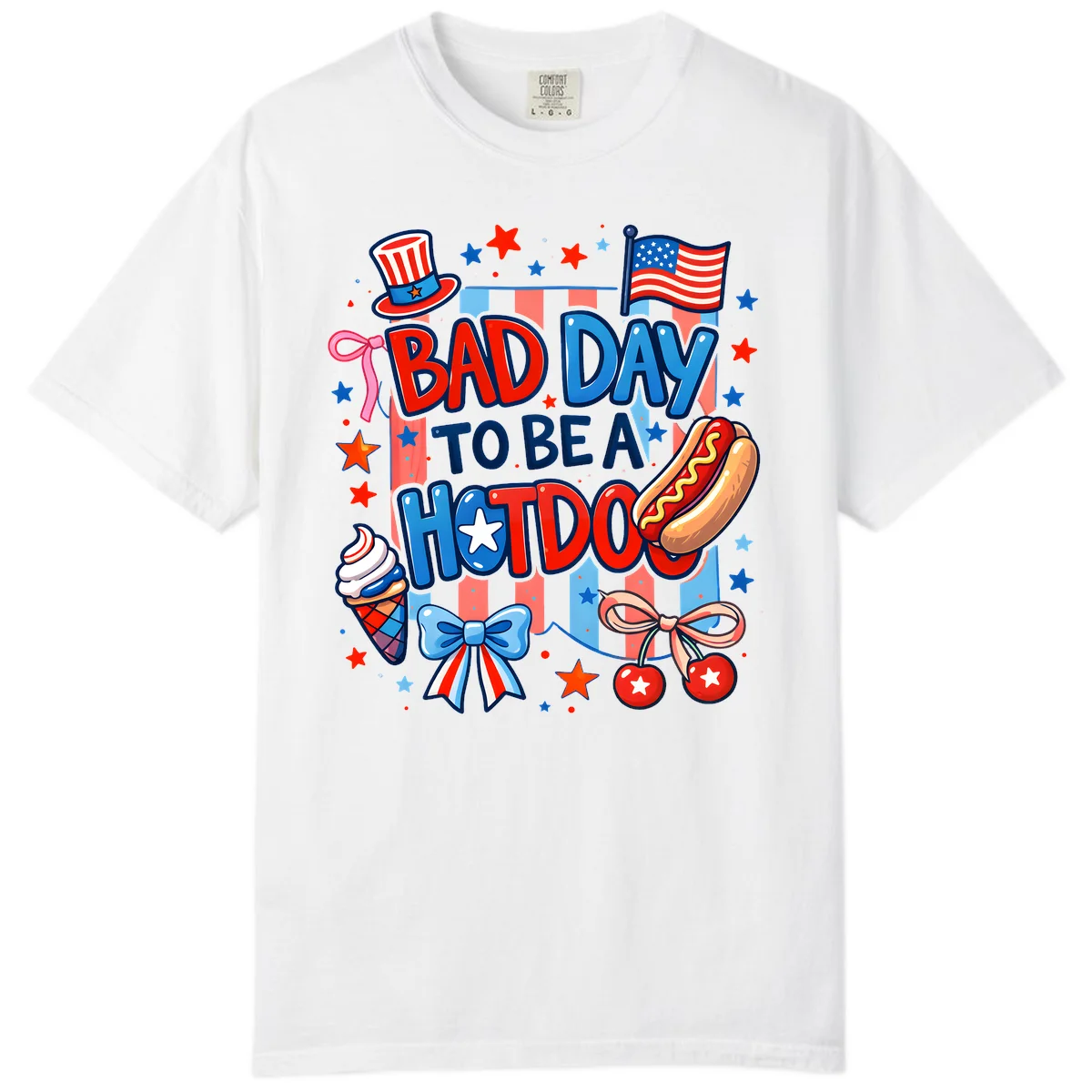 Bad Day To Be A Hot Dog Comfort Color in White