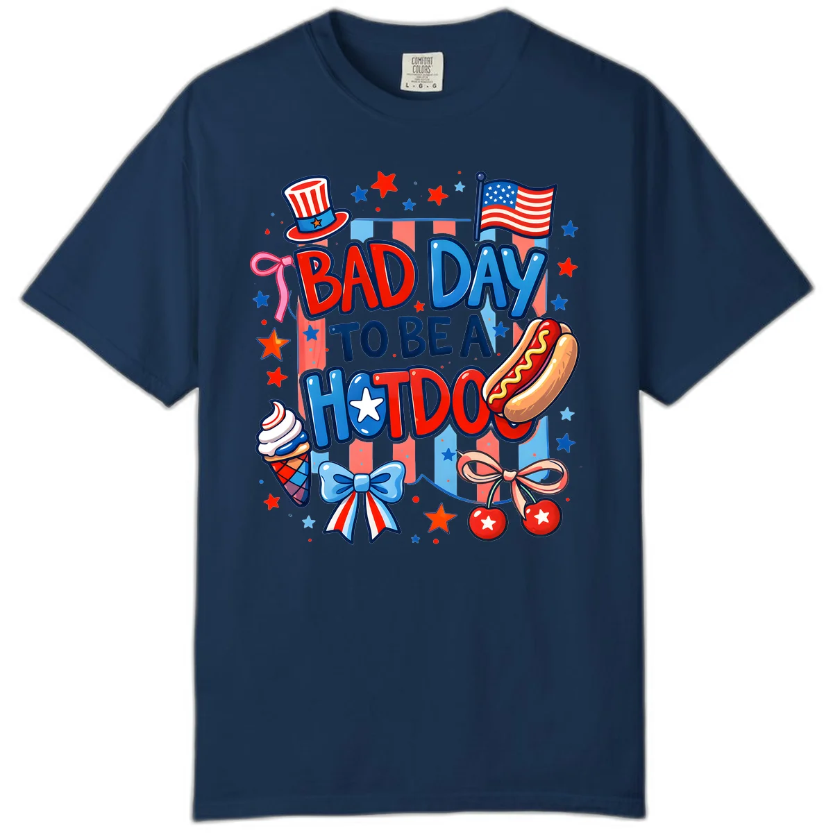 Bad Day To Be A Hot Dog Comfort Color in Navy