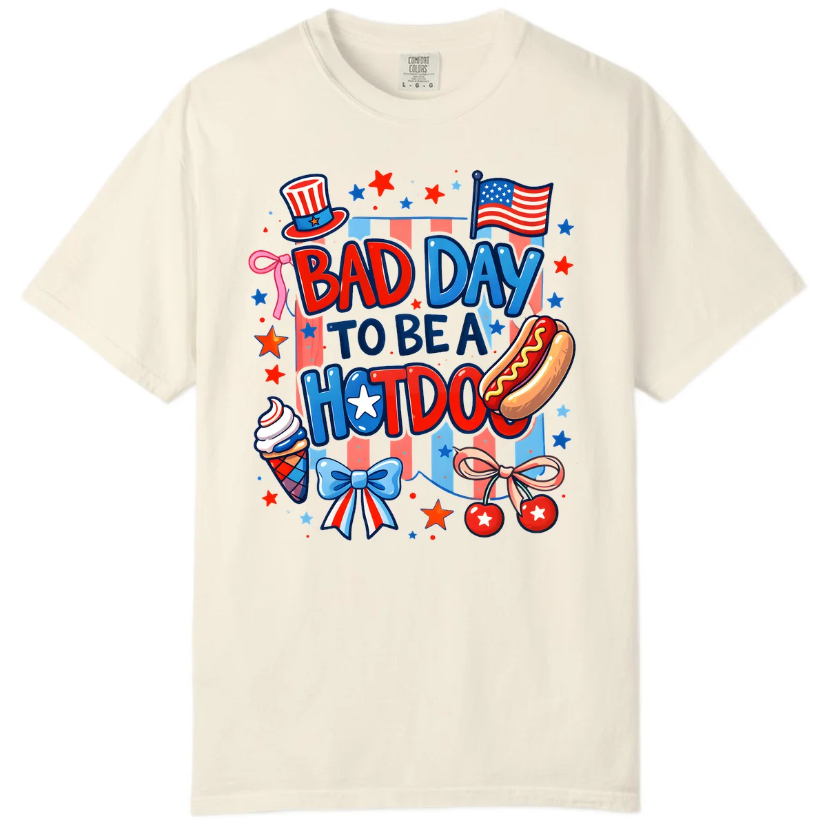 Bad Day To Be A Hot Dog Comfort Color in Ivory