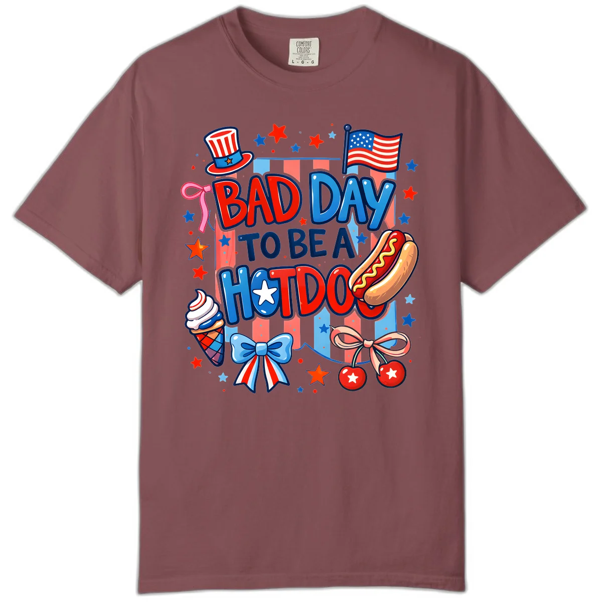 Bad Day To Be A Hot Dog Comfort Color in Brick