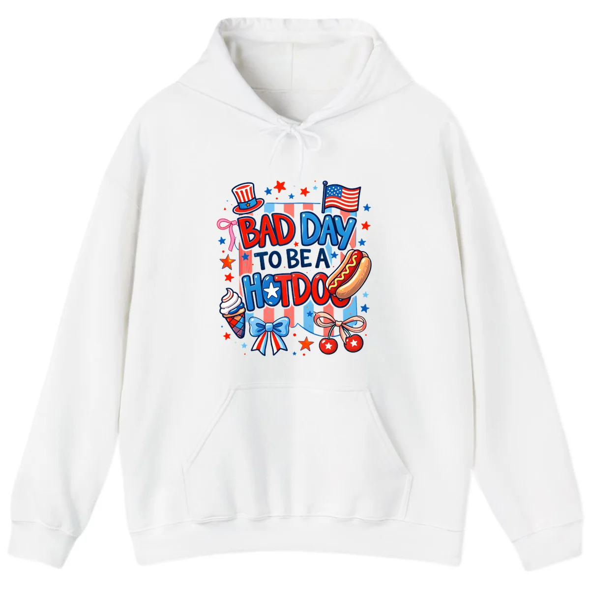 Bad Day To Be A Hot Dog Hoodie in White