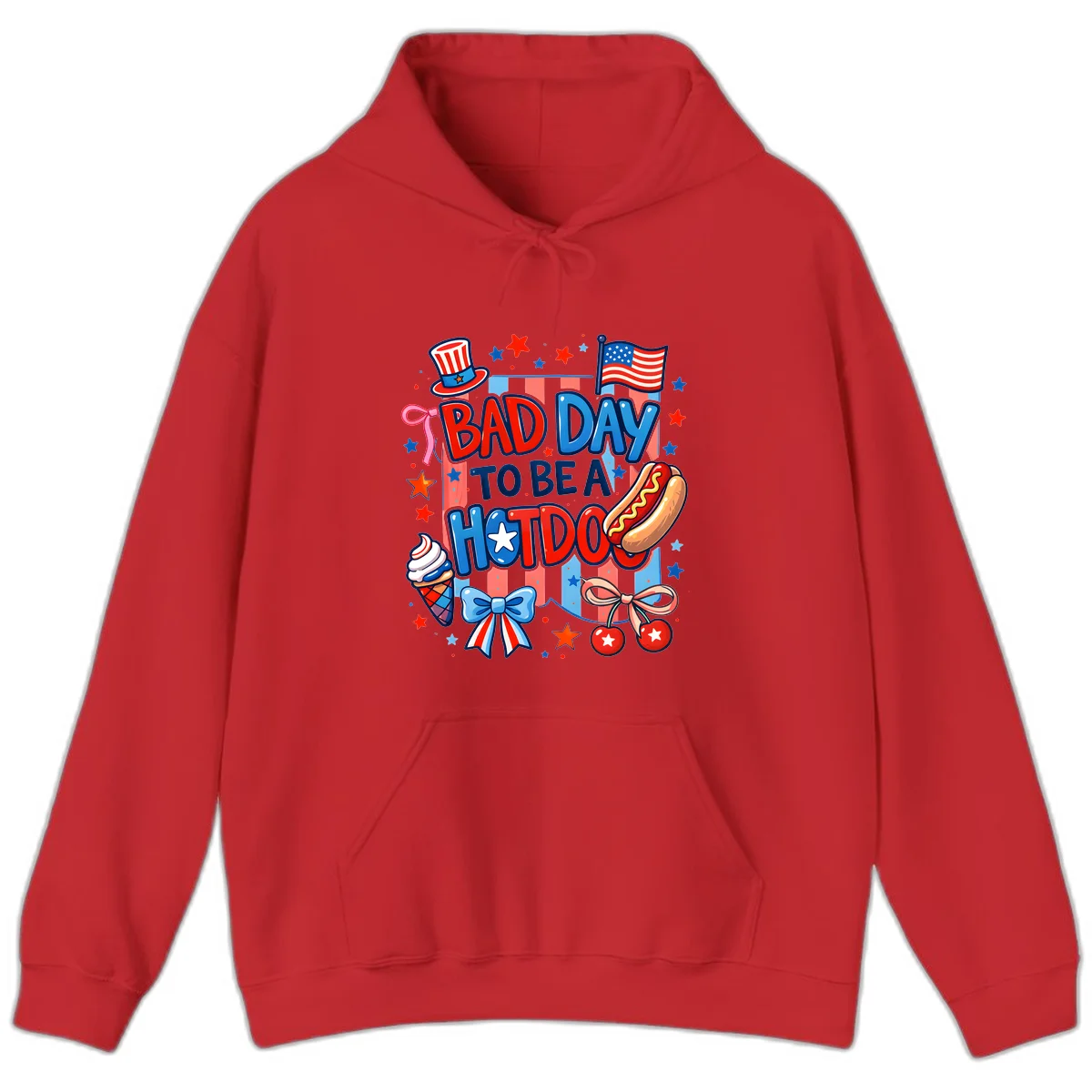 Bad Day To Be A Hot Dog Hoodie in Red