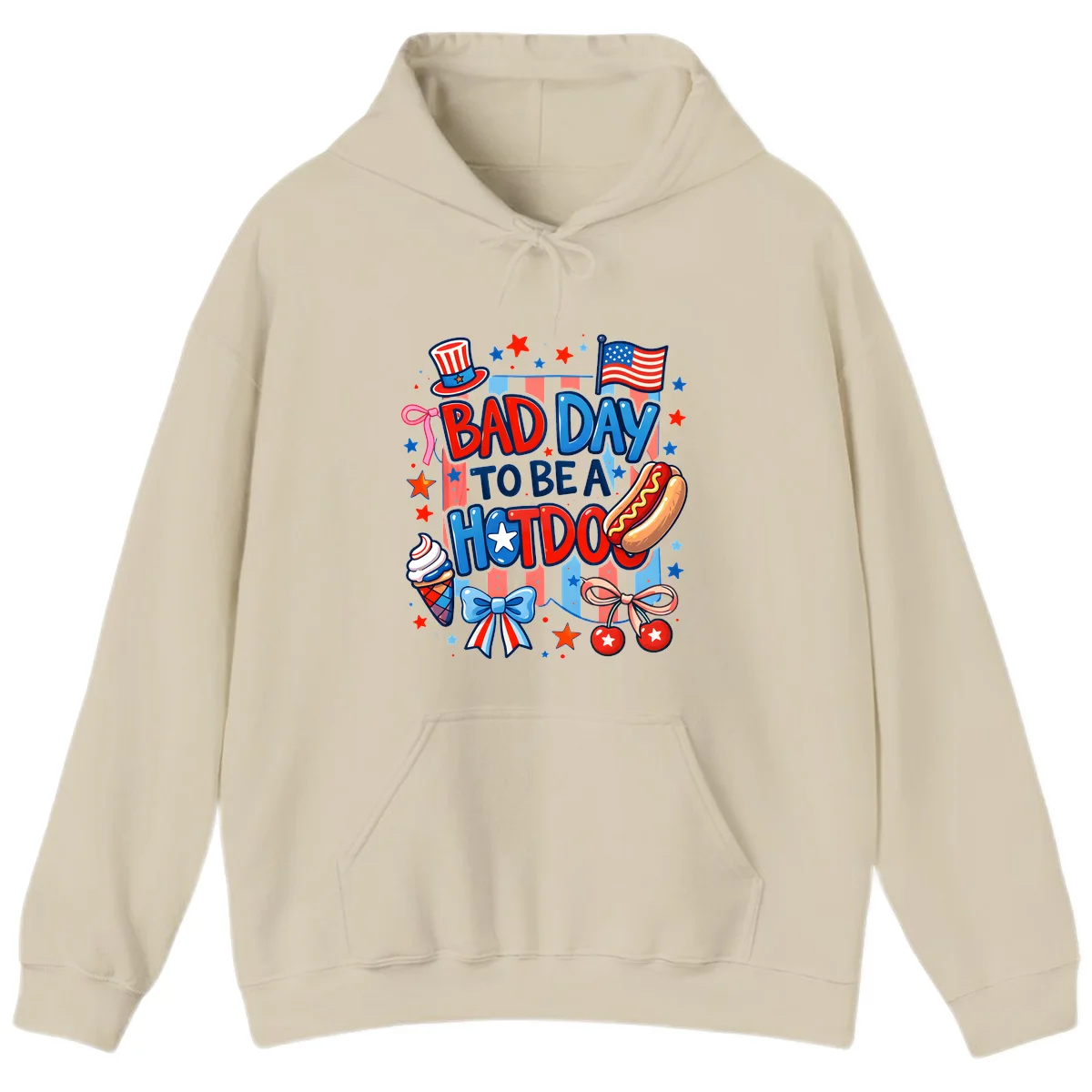 Bad Day To Be A Hot Dog Hoodie in Sand
