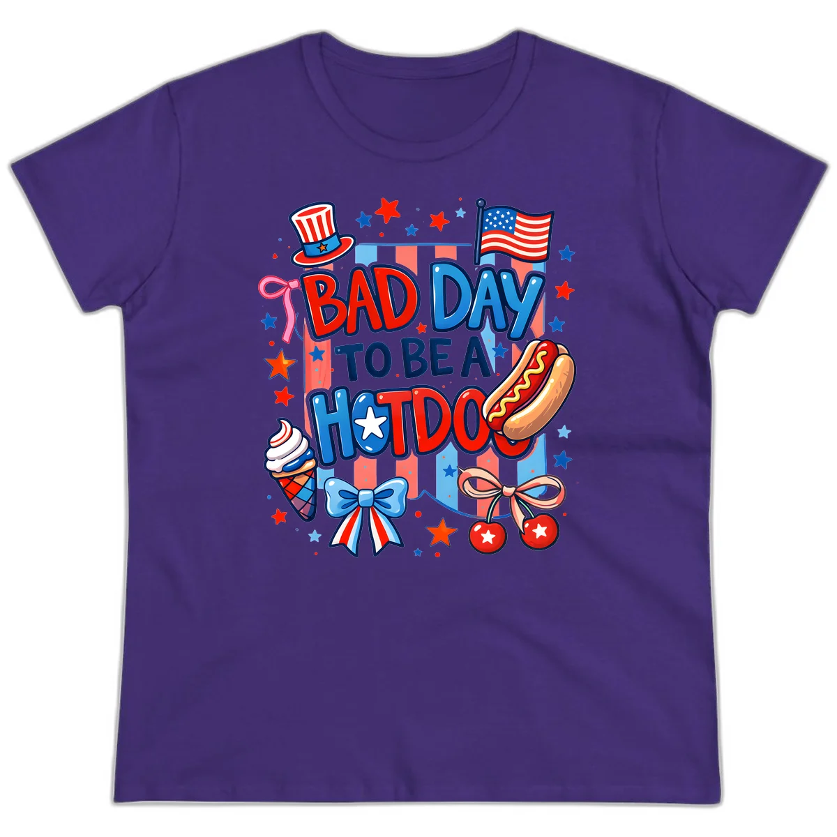 Bad Day To Be A Hot Dog Ladies Tee in Purple