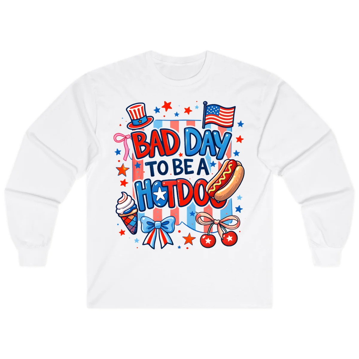 Bad Day To Be A Hot Dog Long Sleeve in White