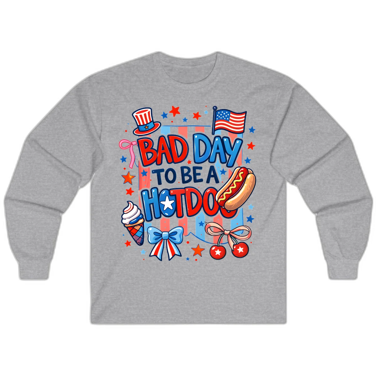 Bad Day To Be A Hot Dog Long Sleeve in Sport Grey