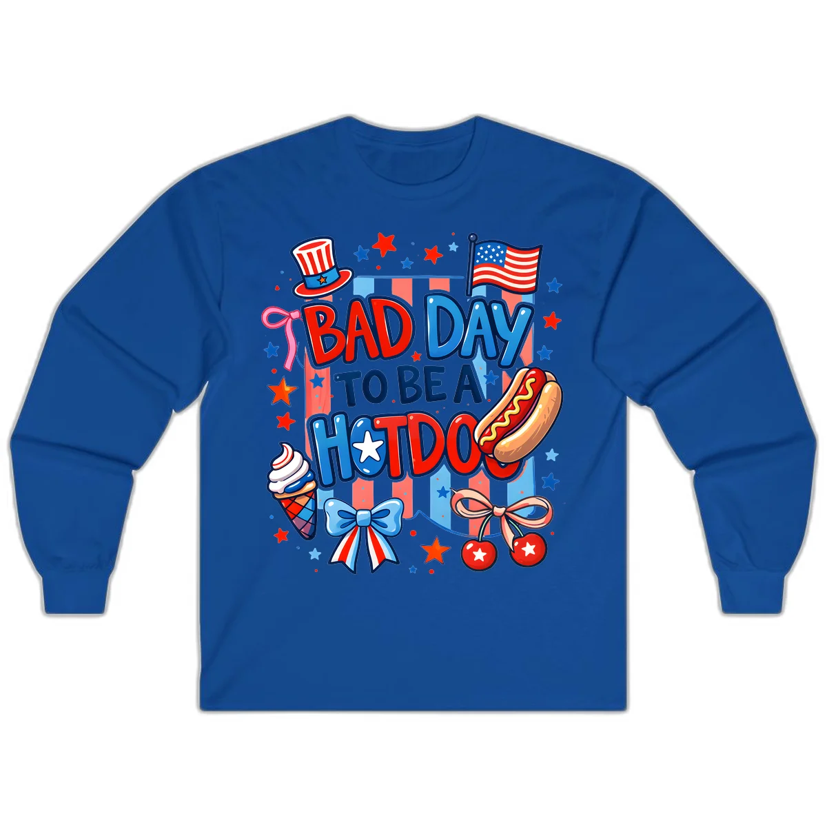 Bad Day To Be A Hot Dog Long Sleeve in Royal