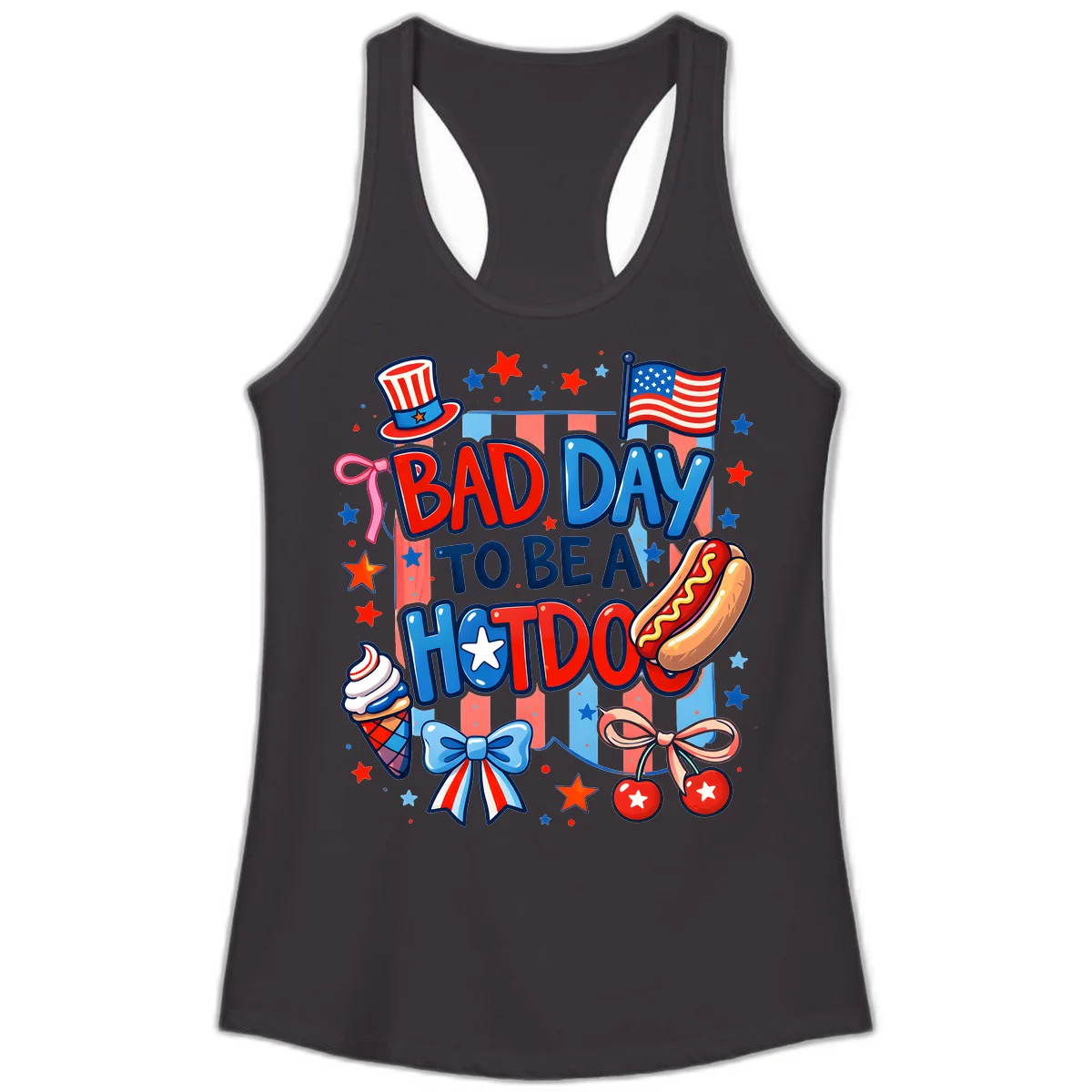 Bad Day To Be A Hot Dog Ladies Tank in Black