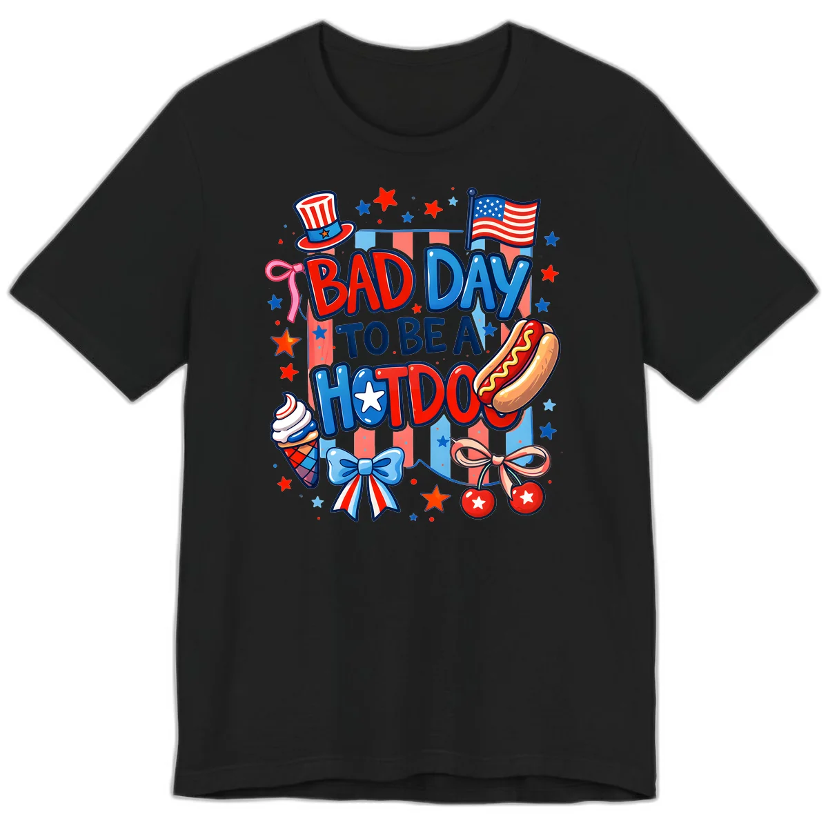 Bad Day To Be A Hot Dog Premium T-Shirt in Black