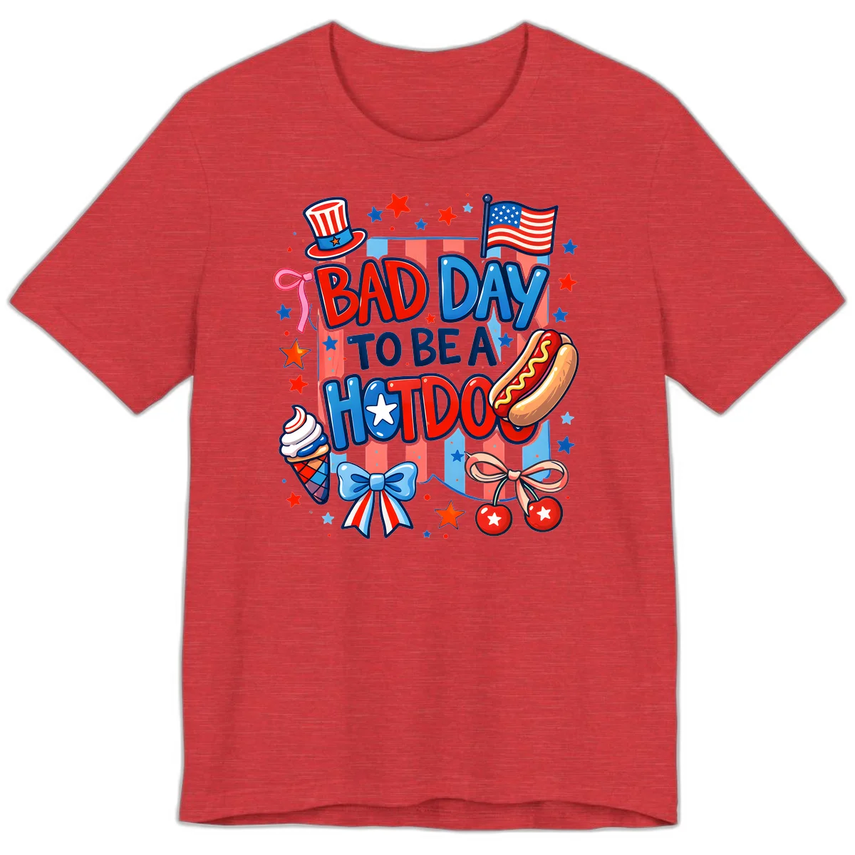 Bad Day To Be A Hot Dog Premium T-Shirt in Heather Red