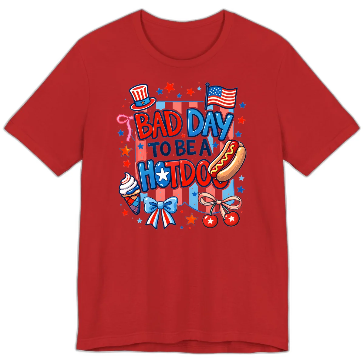 Bad Day To Be A Hot Dog Premium T-Shirt in Red