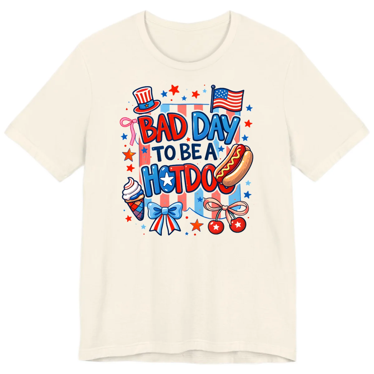 Bad Day To Be A Hot Dog Premium T-Shirt in Natural