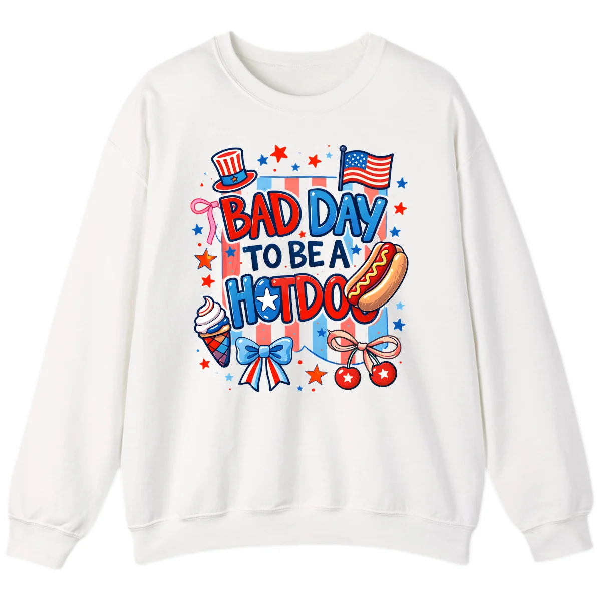 Bad Day To Be A Hot Dog Sweatshirt in White