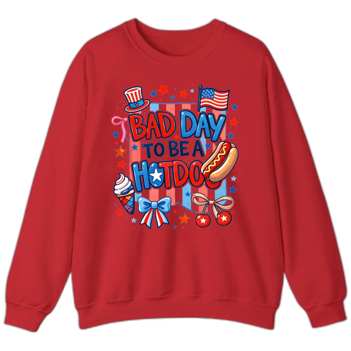 Bad Day To Be A Hot Dog Sweatshirt in Red