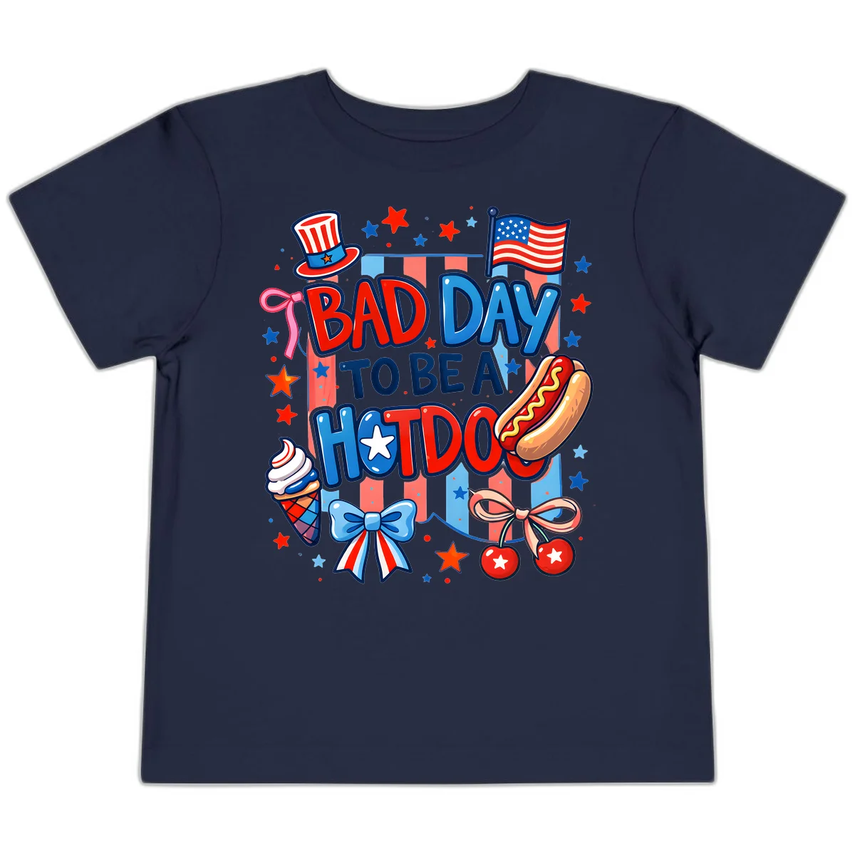 Bad Day To Be A Hot Dog Toddler T-Shirt in Navy