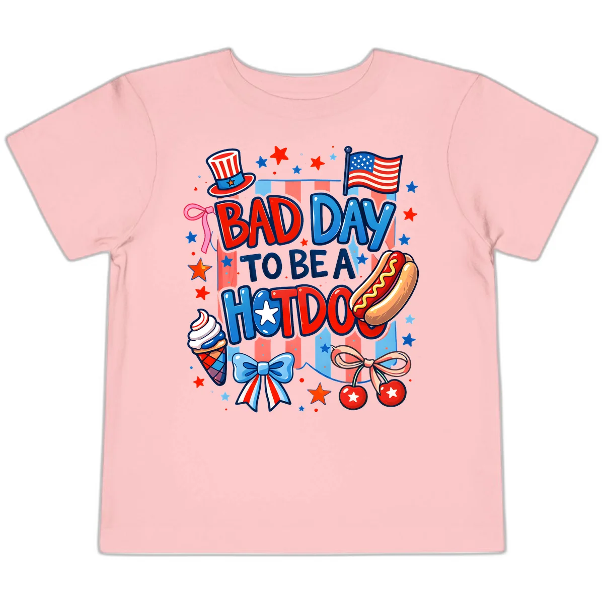 Bad Day To Be A Hot Dog Toddler T-Shirt in Pink