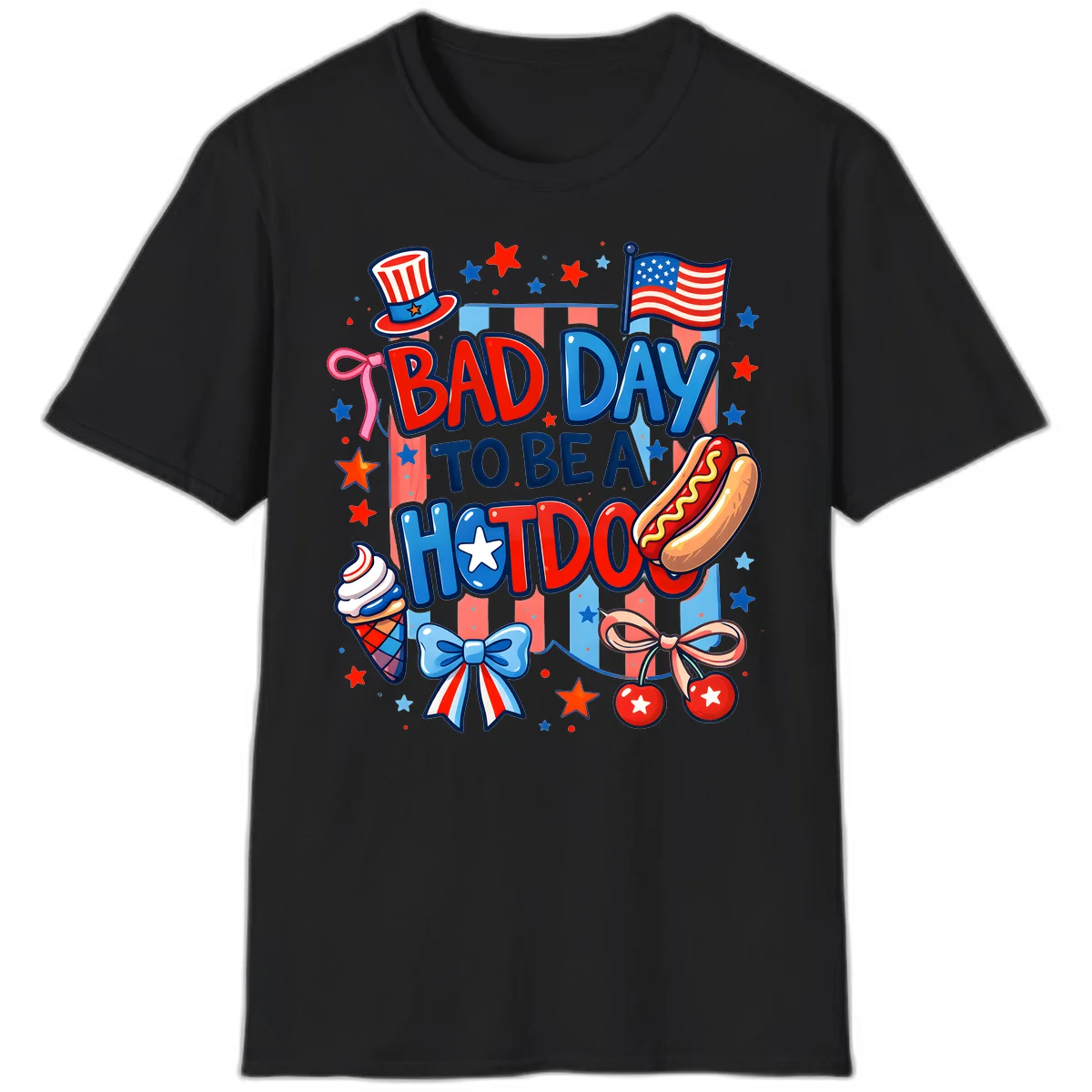 Bad Day To Be A Hot Dog T-Shirt in Black