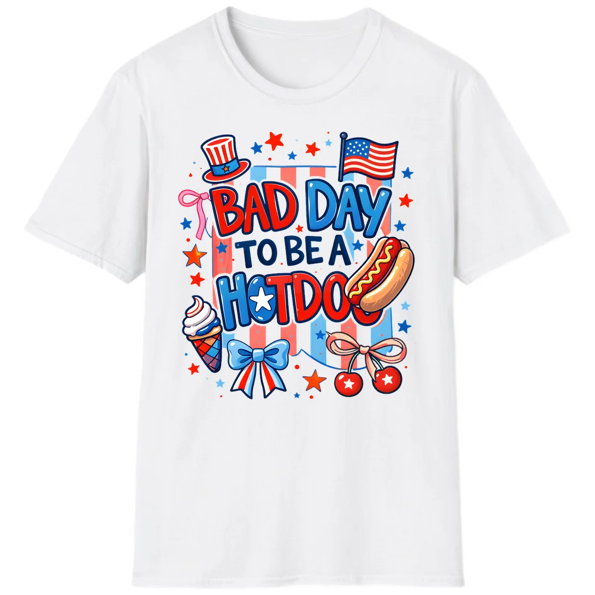 Bad Day To Be A Hot Dog T-Shirt in White