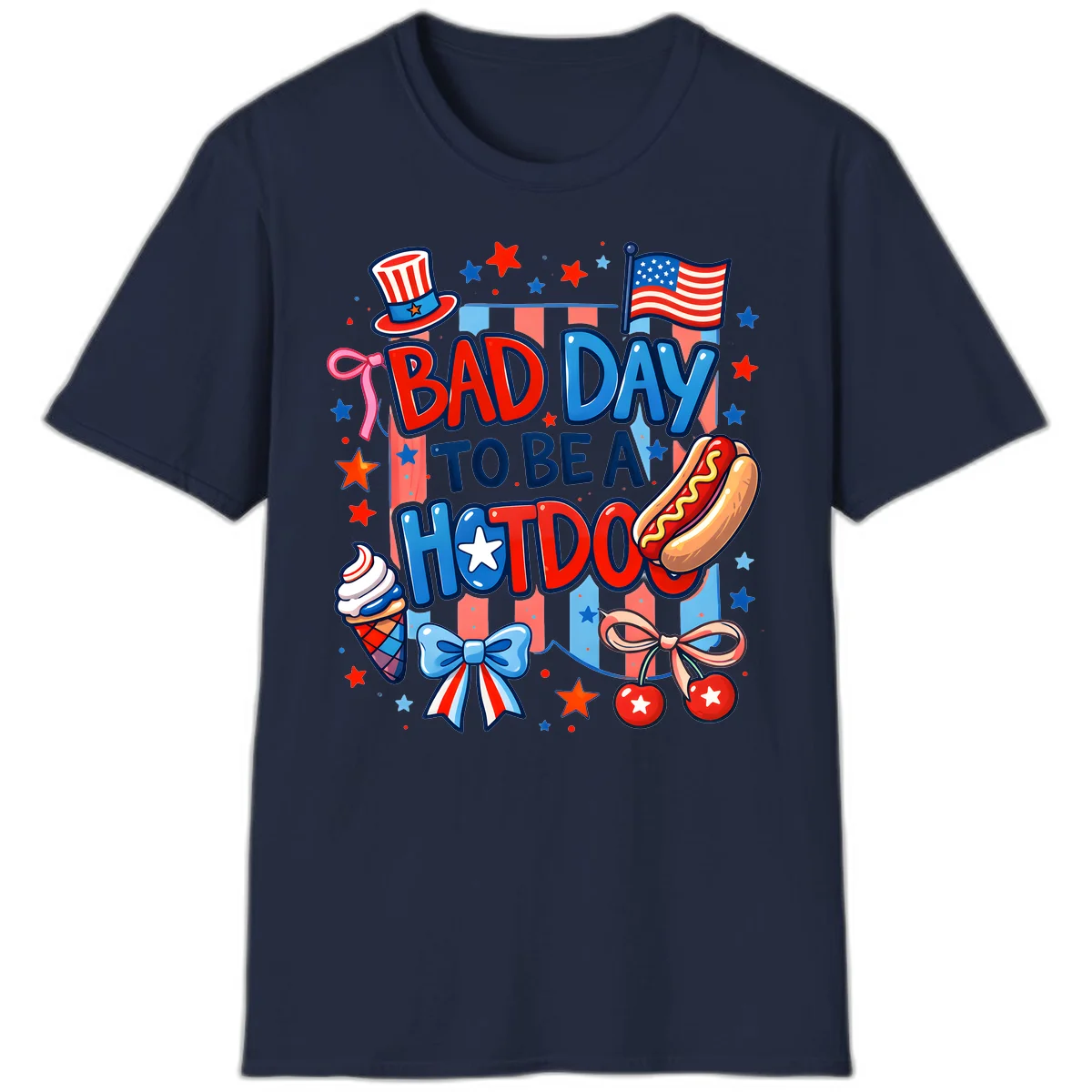 Bad Day To Be A Hot Dog T-Shirt in Navy