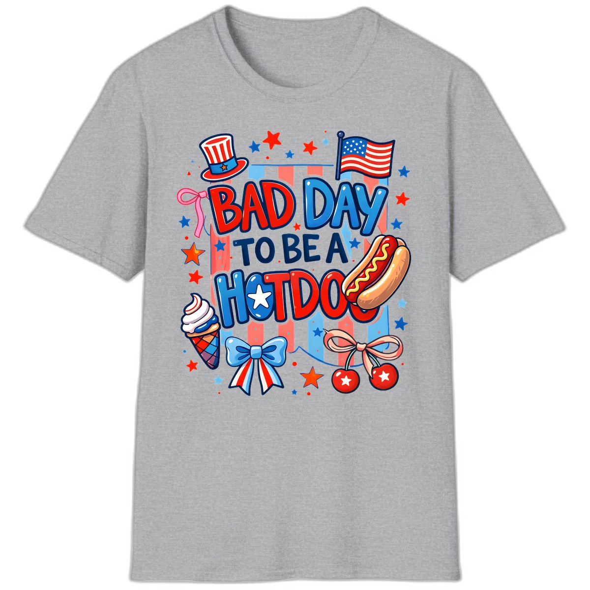 Bad Day To Be A Hot Dog T-Shirt in Sport Grey