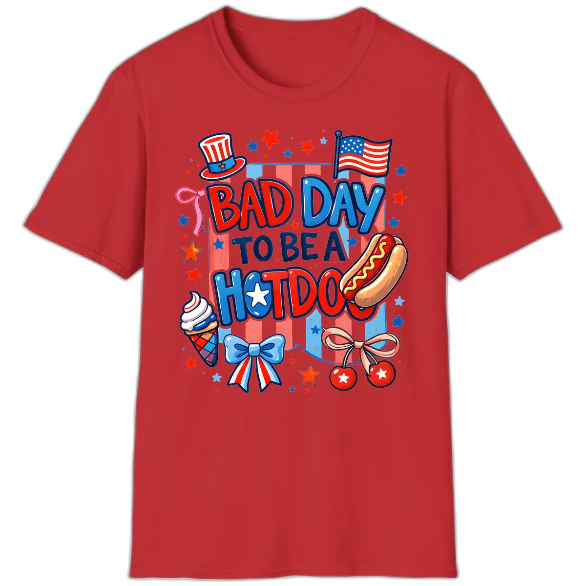 Bad Day To Be A Hot Dog T-Shirt in Red