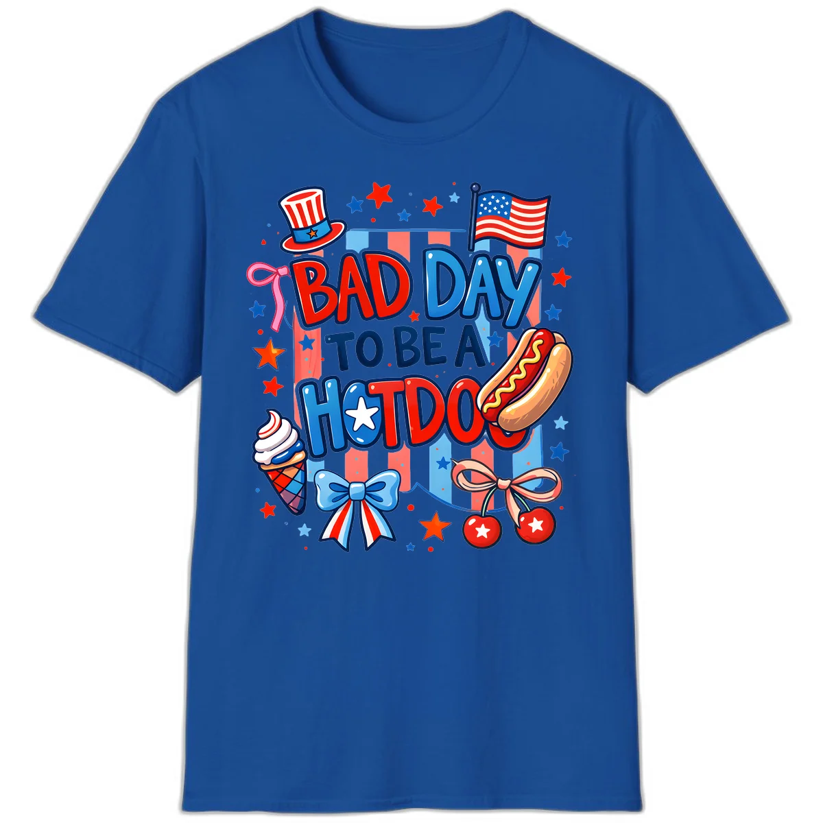 Bad Day To Be A Hot Dog T-Shirt in Royal