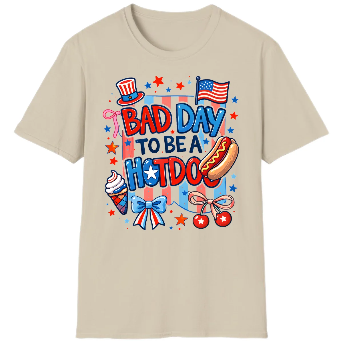 Bad Day To Be A Hot Dog T-Shirt in Sand