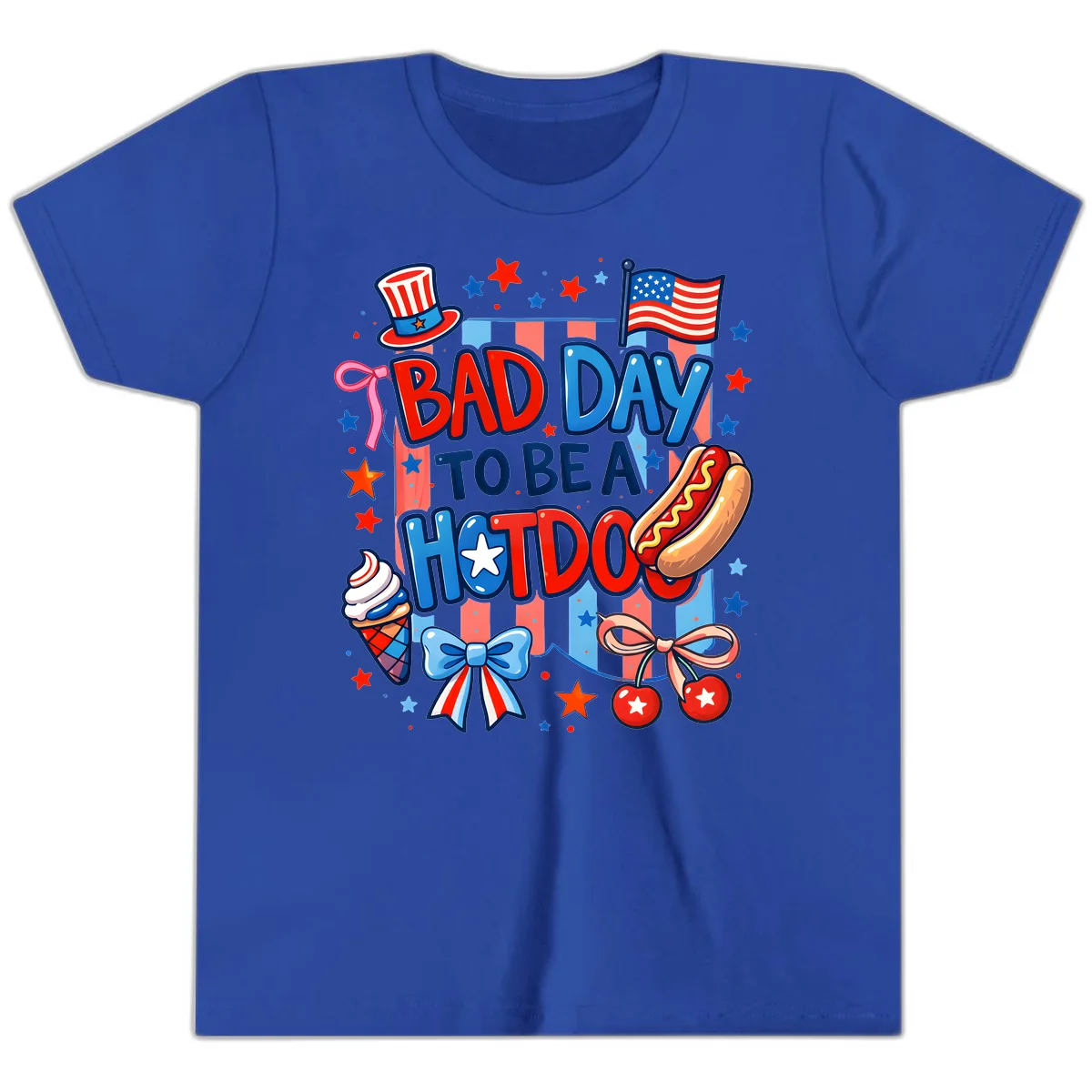 Bad Day To Be A Hot Dog Youth T-Shirt in True Royal