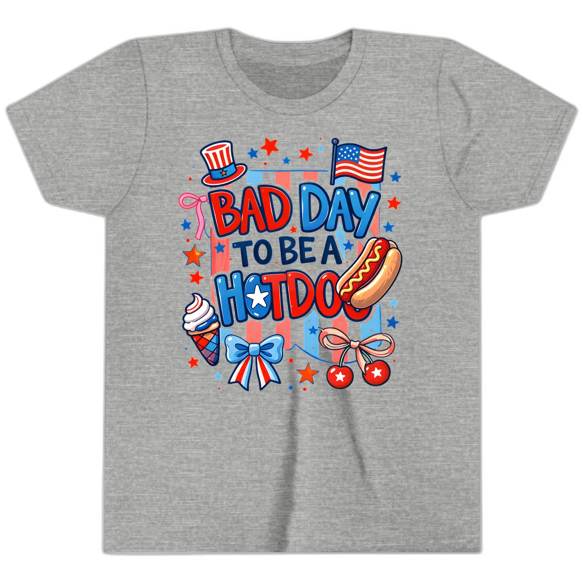 Bad Day To Be A Hot Dog Youth T-Shirt in Athletic Heather