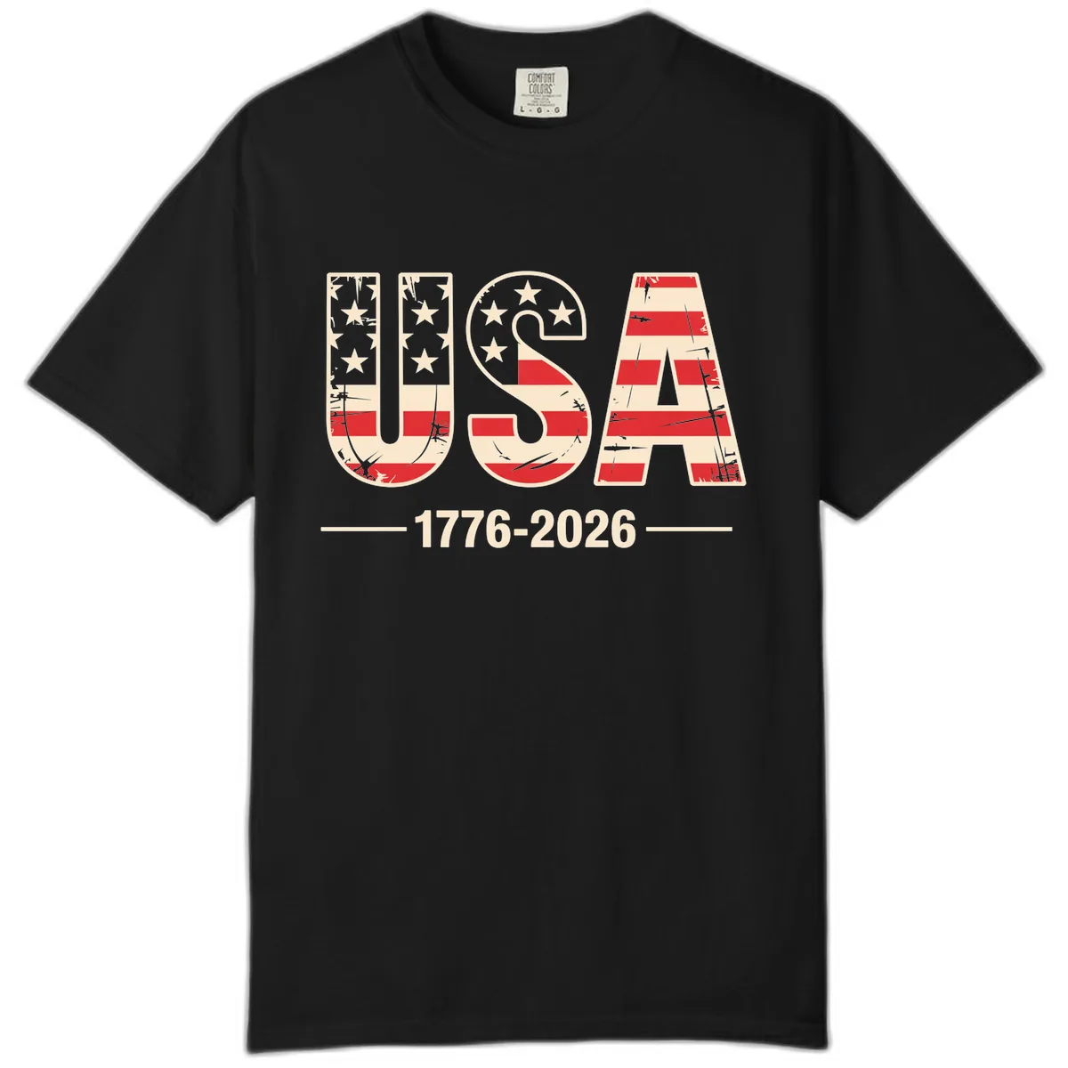 USA 1776-2026 Semiquincentennial Anniversary Design Comfort Color in Black