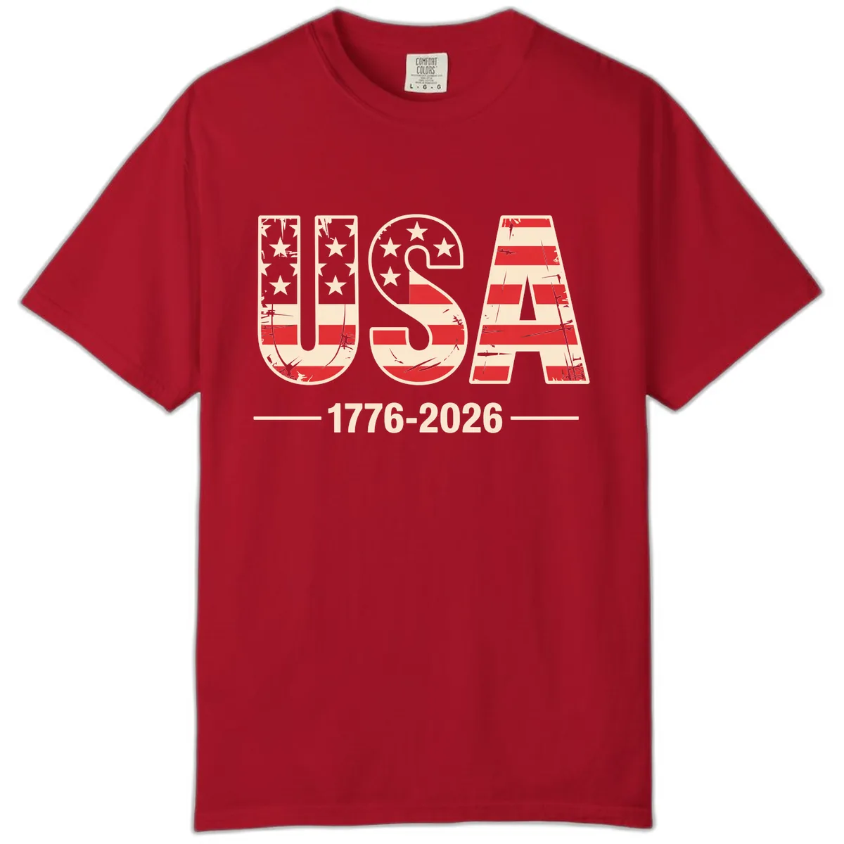 USA 1776-2026 Semiquincentennial Anniversary Design Comfort Color in Red