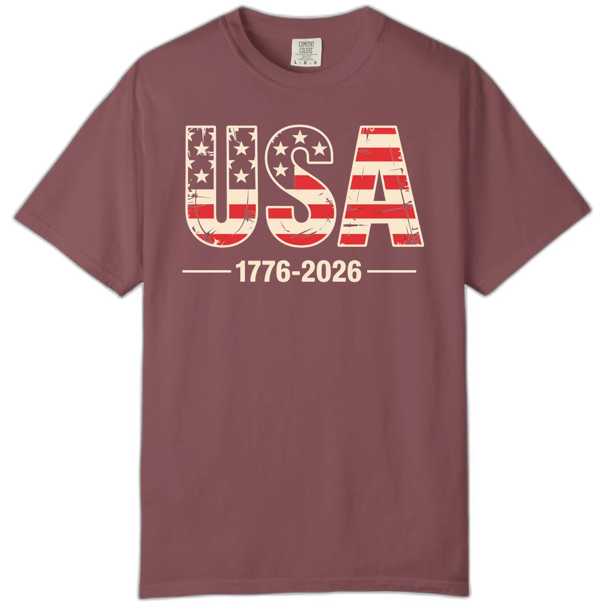 USA 1776-2026 Semiquincentennial Comfort Color Tee in Brick