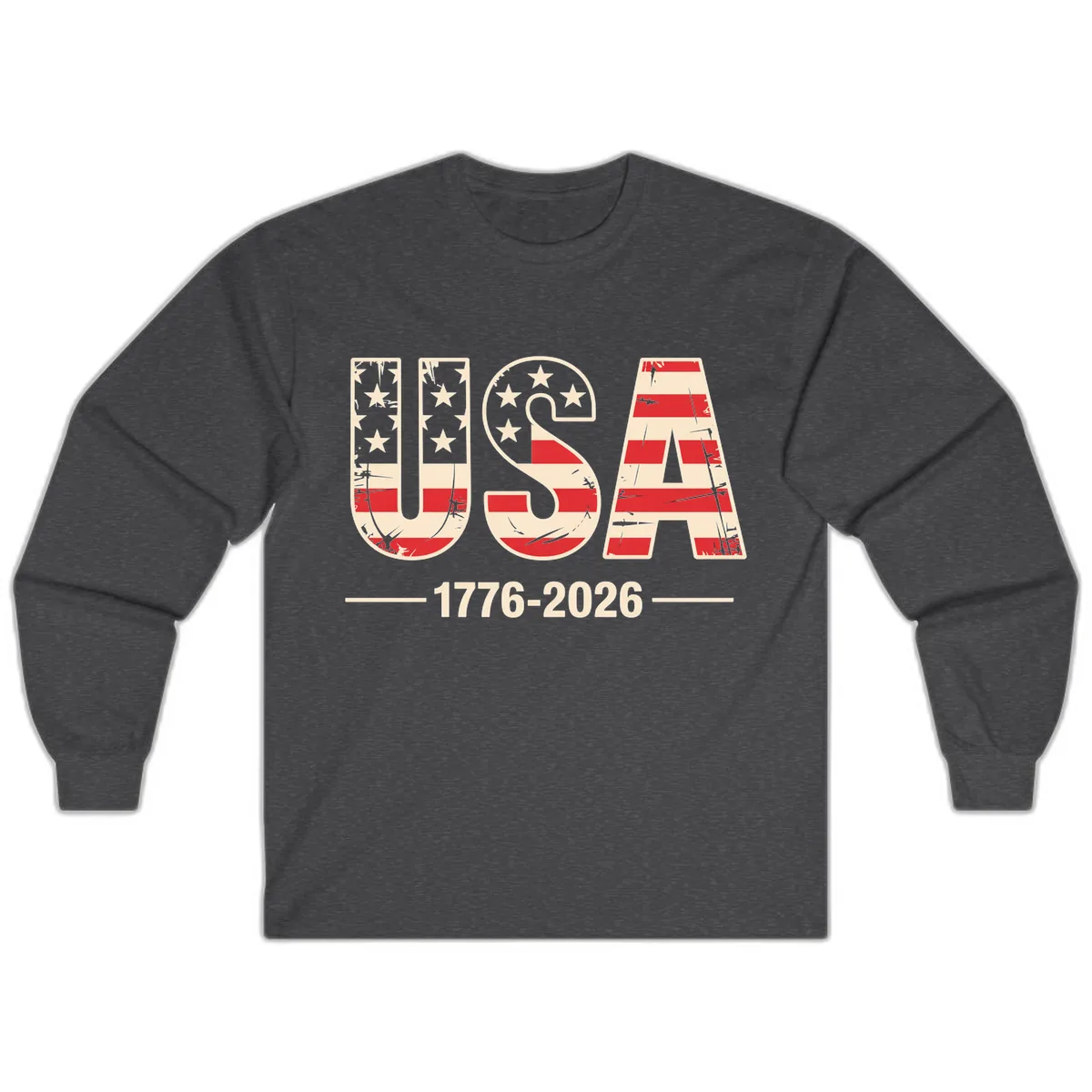 USA 1776-2026 Semiquincentennial Anniversary Design Long Sleeve in Dark Heather