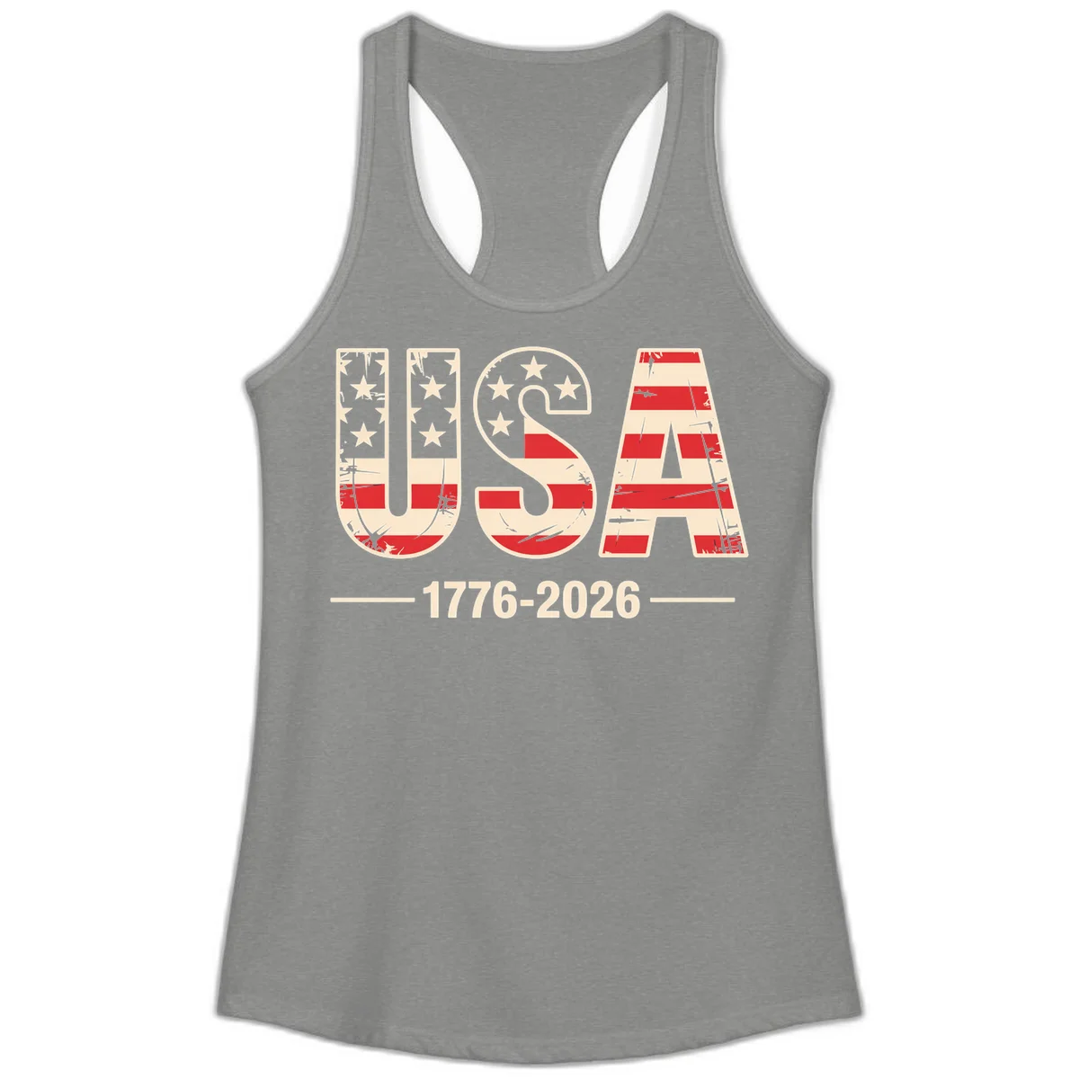 USA 1776-2026 Semiquincentennial Ladies Tank in Heather Grey
