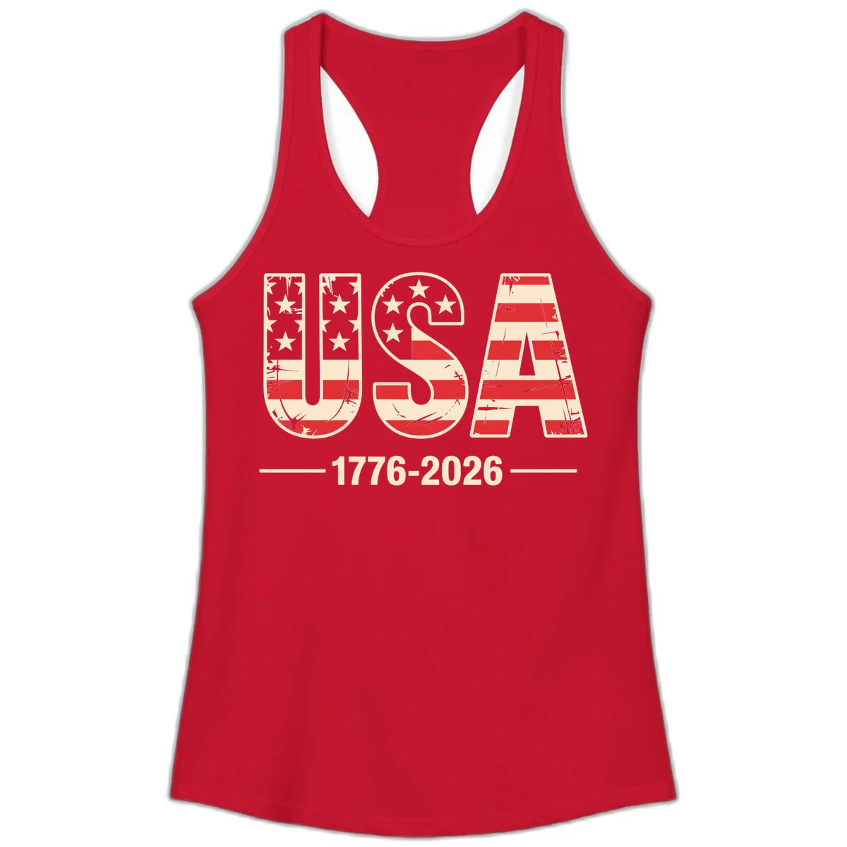USA 1776-2026 Semiquincentennial Ladies Tank in Solid Red