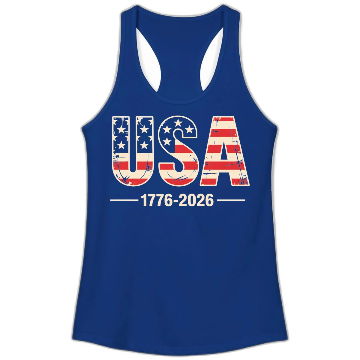 USA 1776-2026 Semiquincentennial Ladies Tank in Solid Royal
