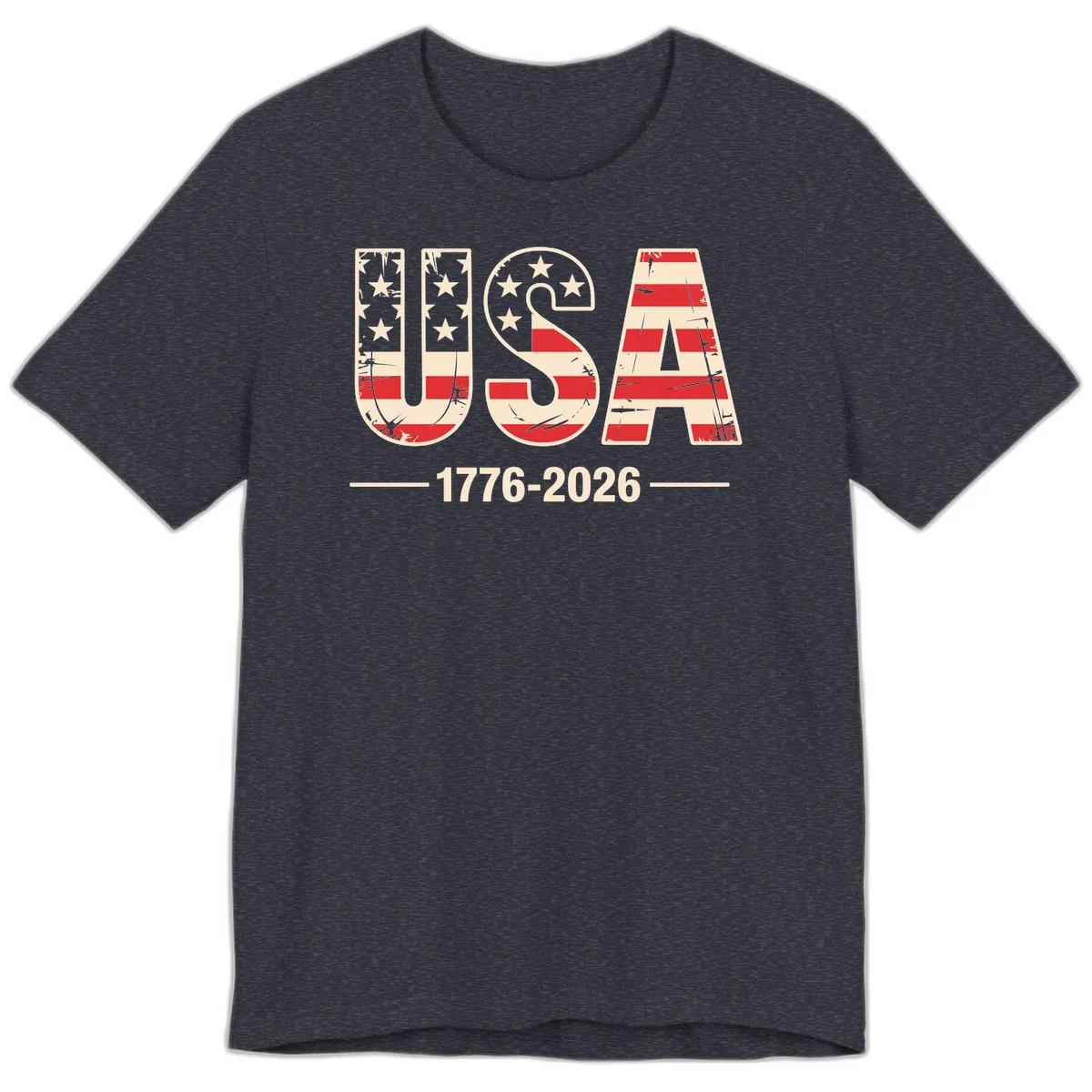 USA 1776-2026 Semiquincentennial Premium T-Shirt in Heather Navy