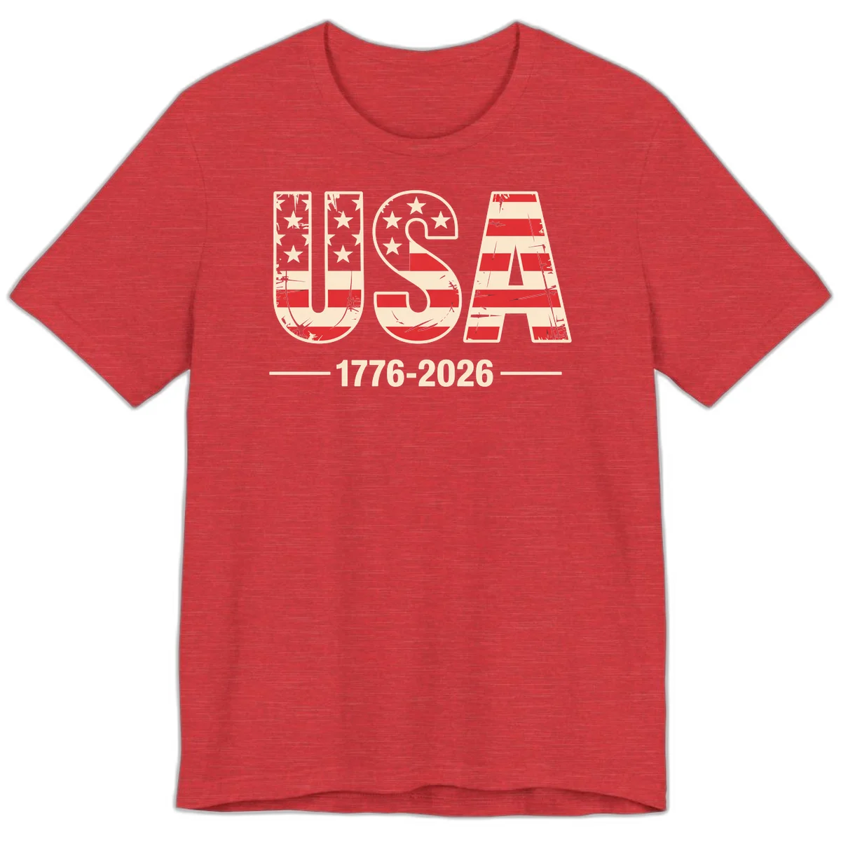USA 1776-2026 Semiquincentennial Premium T-Shirt in Heather Red