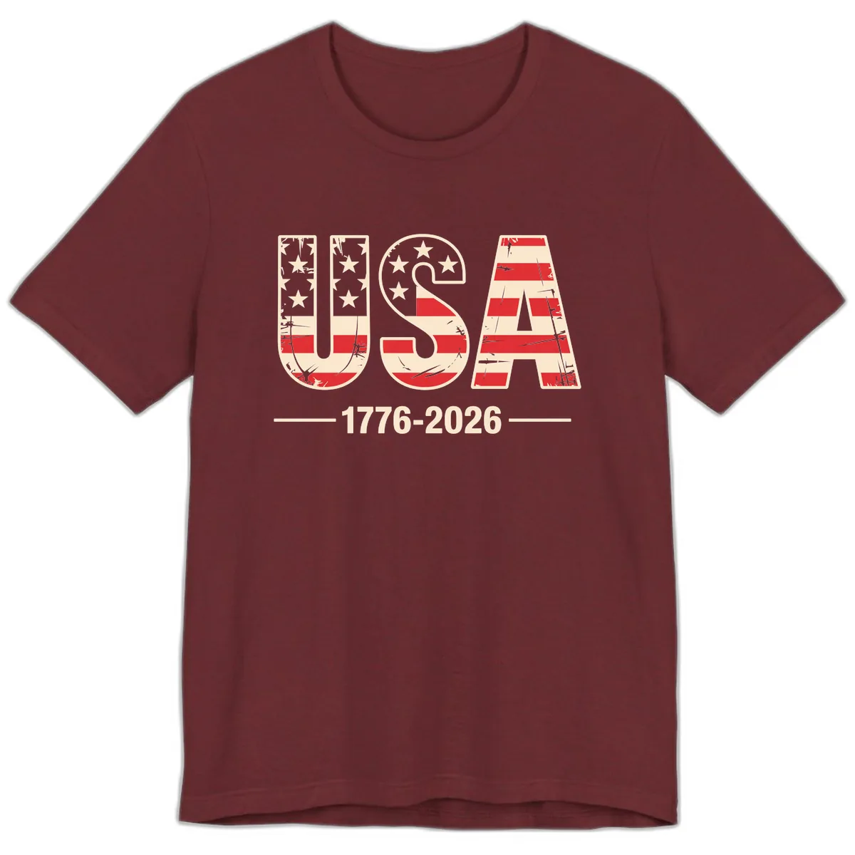 USA 1776-2026 Semiquincentennial Anniversary Design Premium T-Shirt in Heather Cardinal