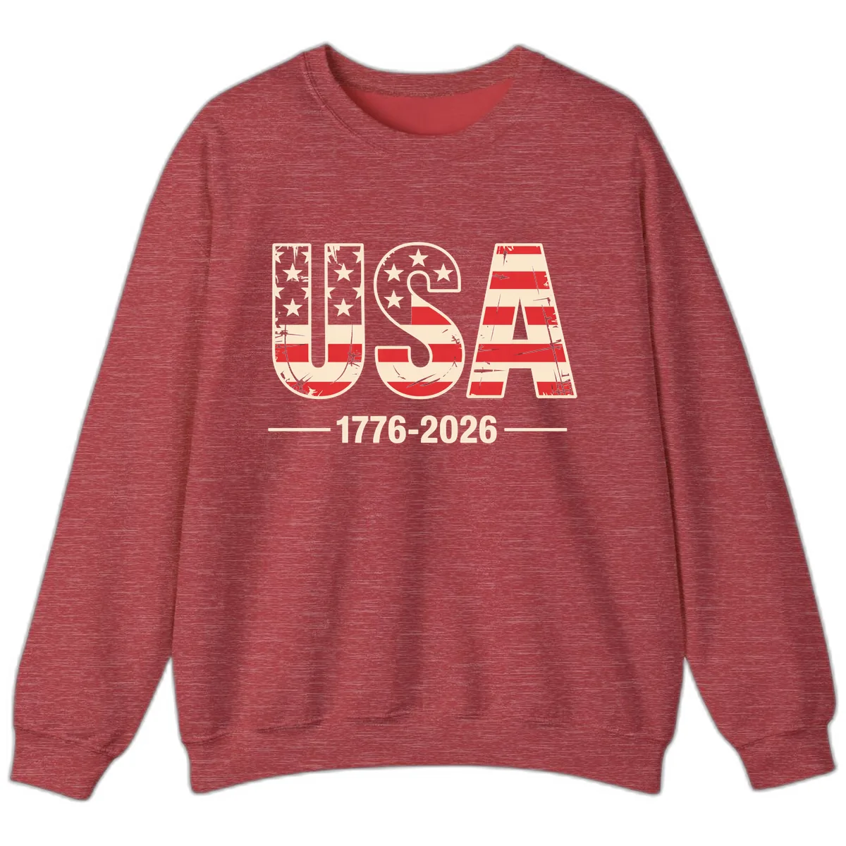 USA 1776-2026 Semiquincentennial Anniversary Design Sweatshirt in Heather Scarlet Red