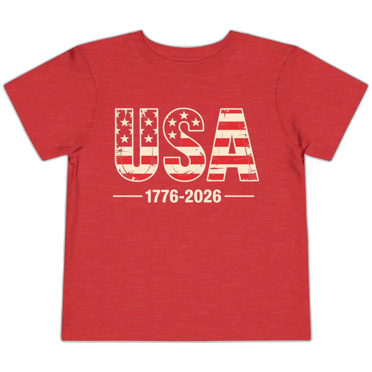USA 1776-2026 Semiquincentennial Anniversary Design Toddler T-Shirt in Heather Red