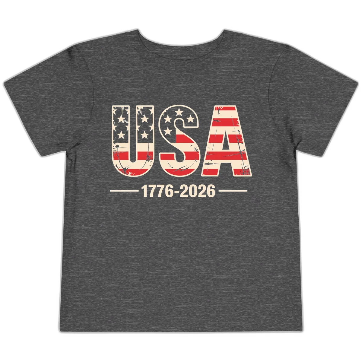 USA 1776-2026 Semiquincentennial Anniversary Design Toddler T-Shirt in Dark Heather Grey