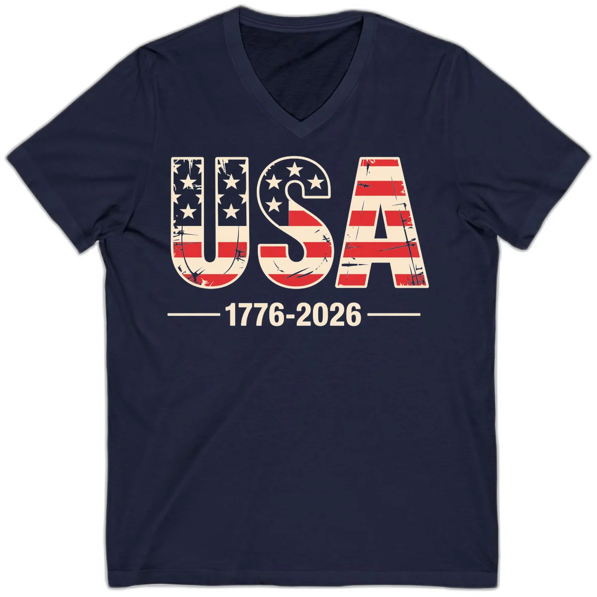USA 1776-2026 Semiquincentennial V-Neck Tee in Navy
